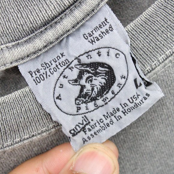 Vintage Authentic Pigment Shirt Mens Gray Short Sleeve Elton John Cotton Large L - Picture 5 of 8